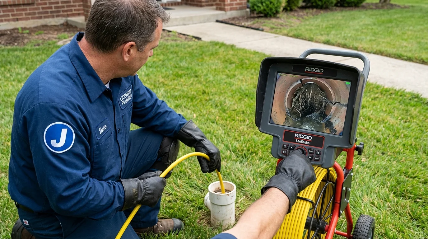 Sewer camera inspection being performed by Johns Plumbing LLC in Bagley