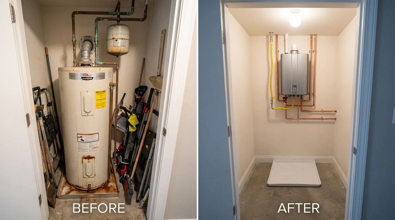 Tank water heater versus wall-mounted tankless unit comparison for Bagley, MN homeowners